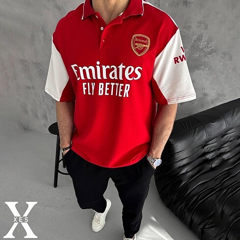 m Beden kırmızı Renk Arsenal Nakışlı Polo Yaka T Shirt