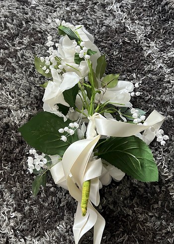 Dantel Detaylı Beyaz Gelin Buketi El yapımı - Görsel 2