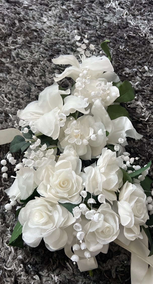 Dantel Detaylı Beyaz Gelin Buketi El yapımı - Görsel 3