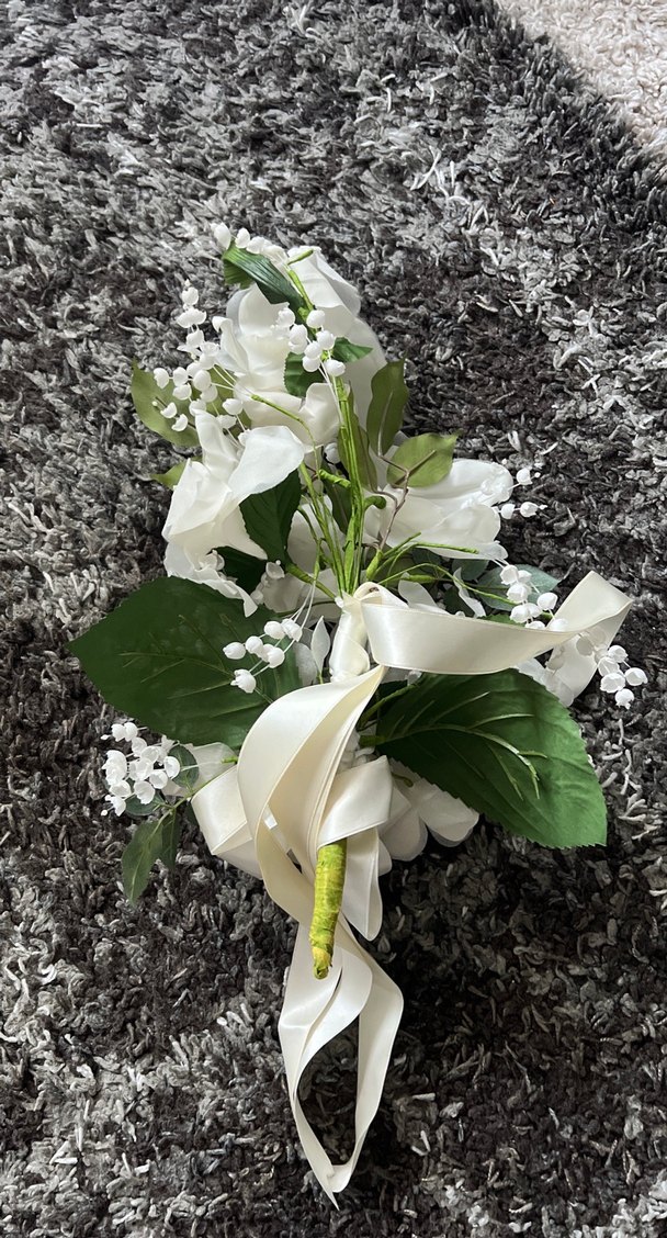 Dantel Detaylı Beyaz Gelin Buketi El yapımı - Görsel 2