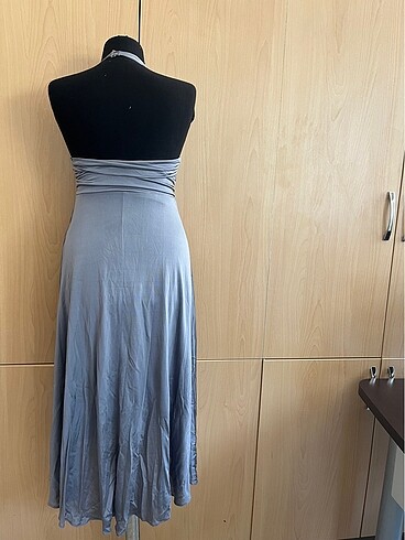 Gri  Abiye Elbise - Görsel 8