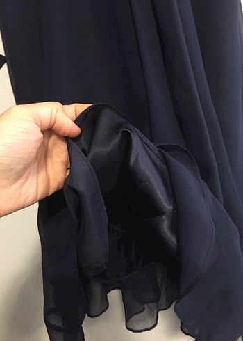 Straplez Drapeli Lacivert Abiye Elbise - Görsel 6