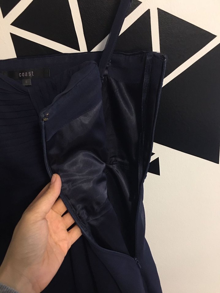 Straplez Drapeli Lacivert Abiye Elbise - Görsel 5