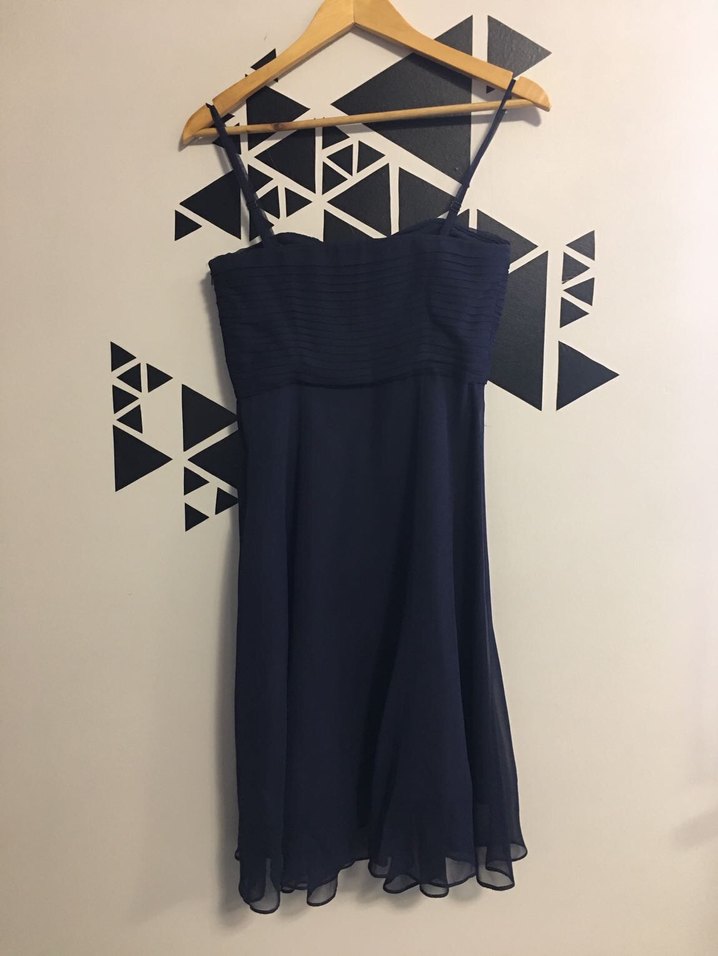 Straplez Drapeli Lacivert Abiye Elbise - Görsel 2