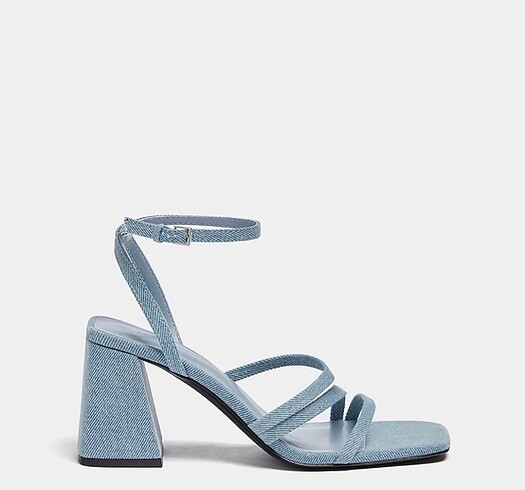 Pull and Bear Pull&bear bantlı denim topuklu sandalet