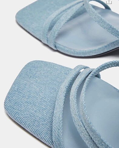 38 Beden mavi Renk Pull&bear bantlı denim topuklu sandalet