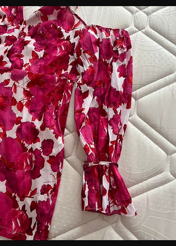 Pembe Çiçek Desenli Uzun Kollu Mini elbise - Görsel 3