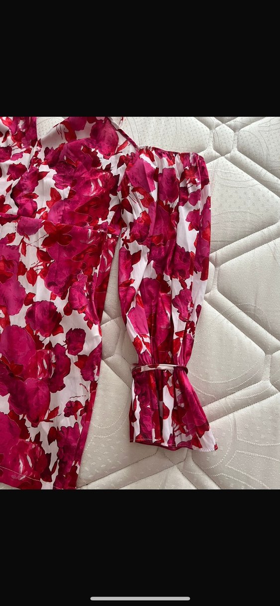 Pembe Çiçek Desenli Uzun Kollu Mini elbise - Görsel 3