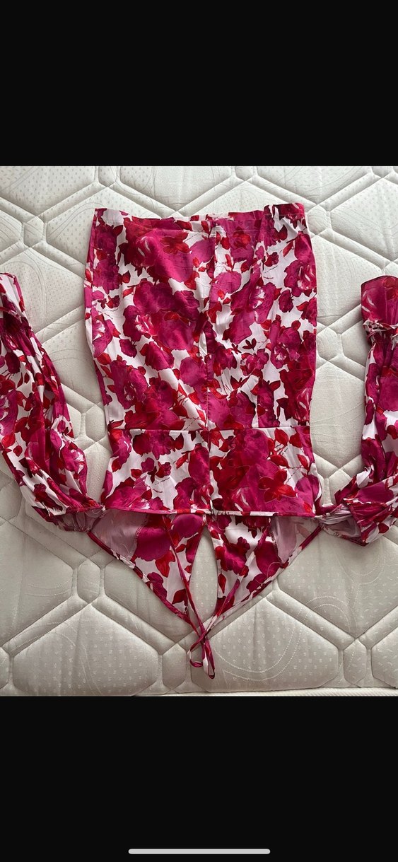 Pembe Çiçek Desenli Uzun Kollu Mini elbise - Görsel 5