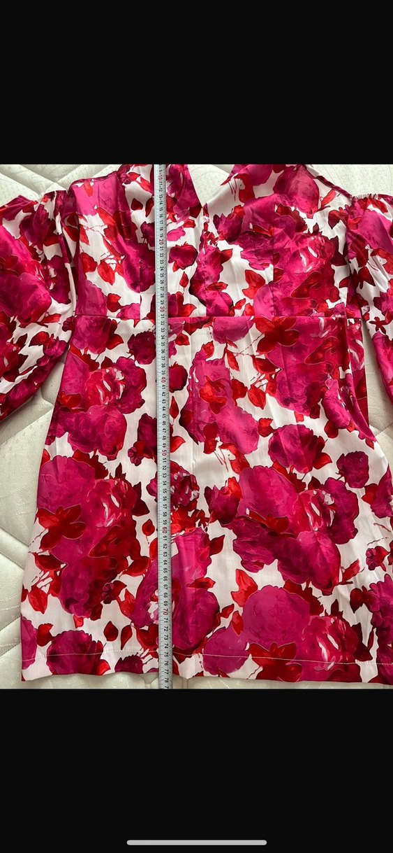 Pembe Çiçek Desenli Uzun Kollu Mini elbise - Görsel 2