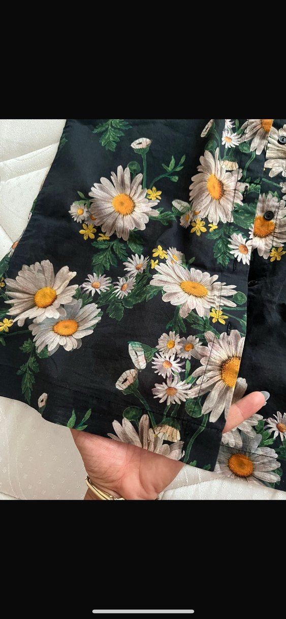 Düğmeli  Çiçekli Kısa Kollu Gömlek - Görsel 2