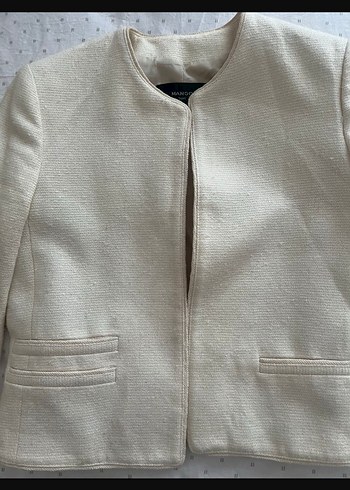 Mango vatkalı krem rengi  ceket - Görsel 4
