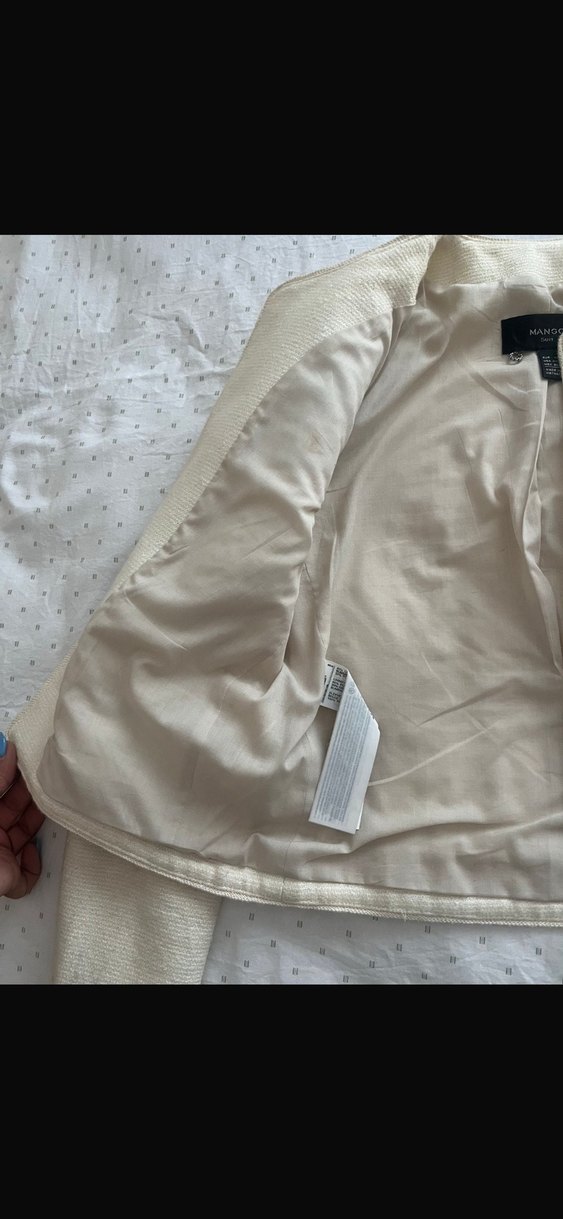 Mango vatkalı krem rengi  ceket - Görsel 3