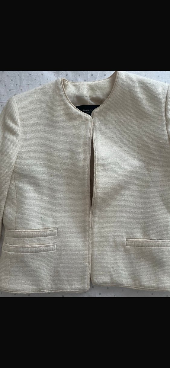 Mango vatkalı krem rengi  ceket - Görsel 4