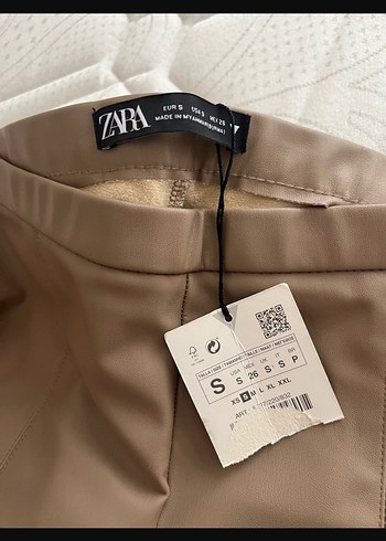 Bej Deri Kadın Pantolon Zara - Görsel 3