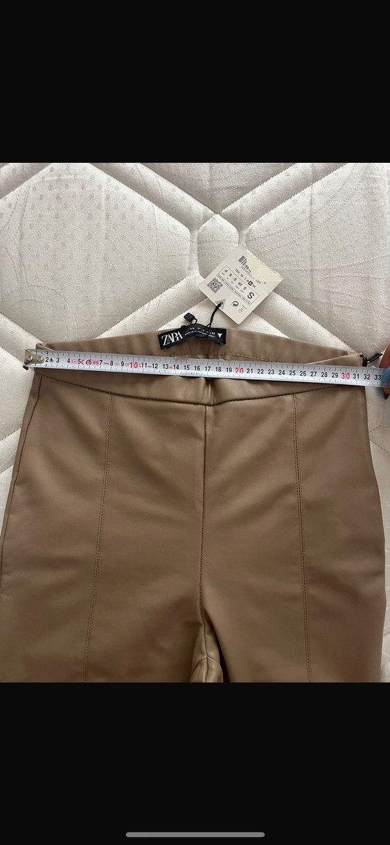 Bej Deri Kadın Pantolon Zara - Görsel 2