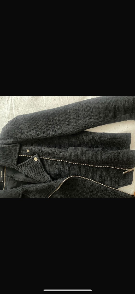 Düğmeli Siyah Mini Biker Kadın  Ceket - Görsel 3