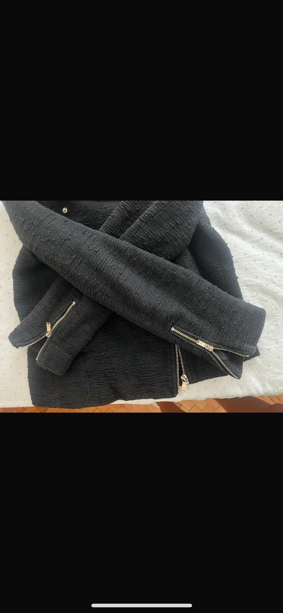 Düğmeli Siyah Mini Biker Kadın  Ceket - Görsel 5