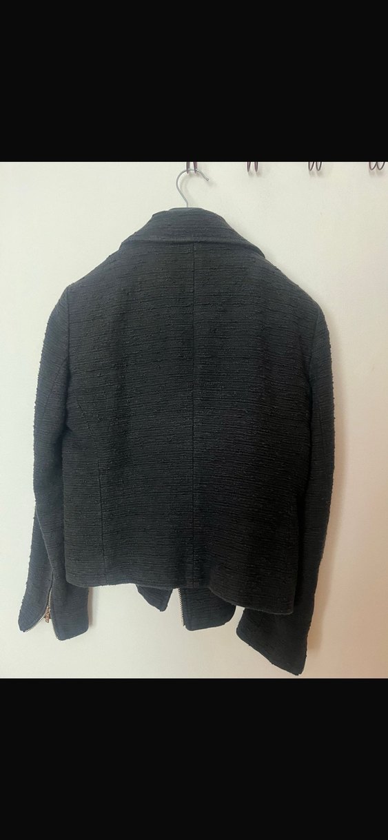 Düğmeli Siyah Mini Biker Kadın  Ceket - Görsel 4