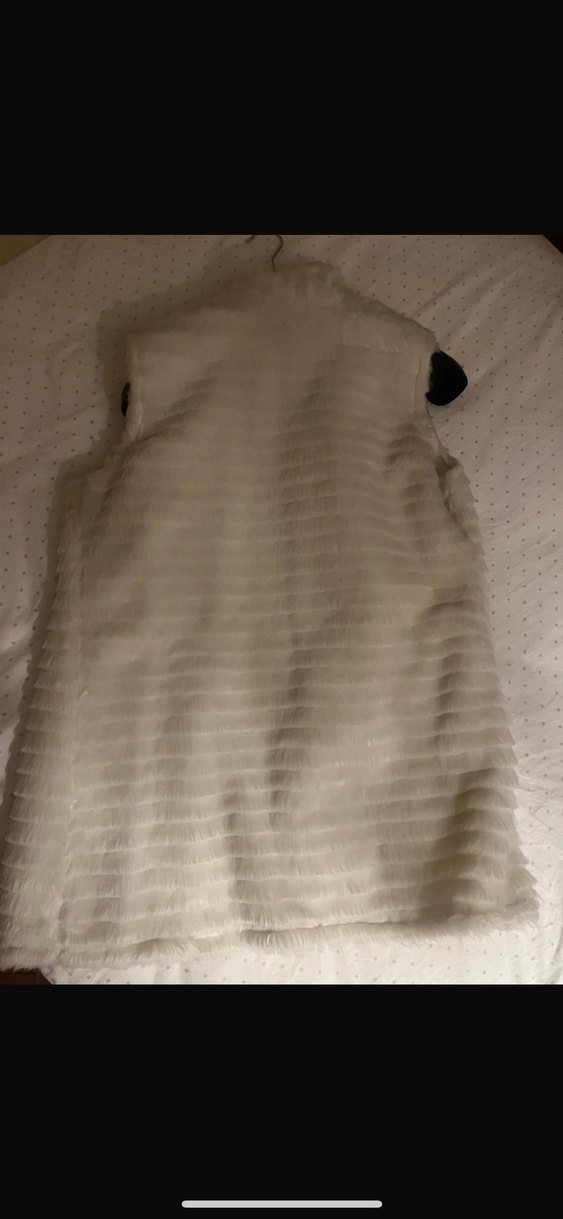 Sokak Stili Beyaz Kürklü Kolsuz Yelek S-M beden - Görsel 4