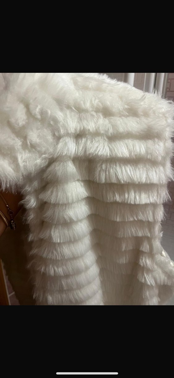 Sokak Stili Beyaz Kürklü Kolsuz Yelek S-M beden - Görsel 2