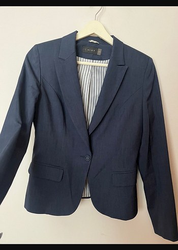 Lacivert Düğmeli Kadın Ofis Takım Elbise hiç giyilmedi - Görsel 3