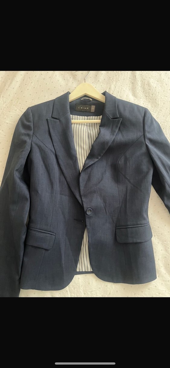 Lacivert Düğmeli Kadın Ofis Takım Elbise hiç giyilmedi - Görsel 2