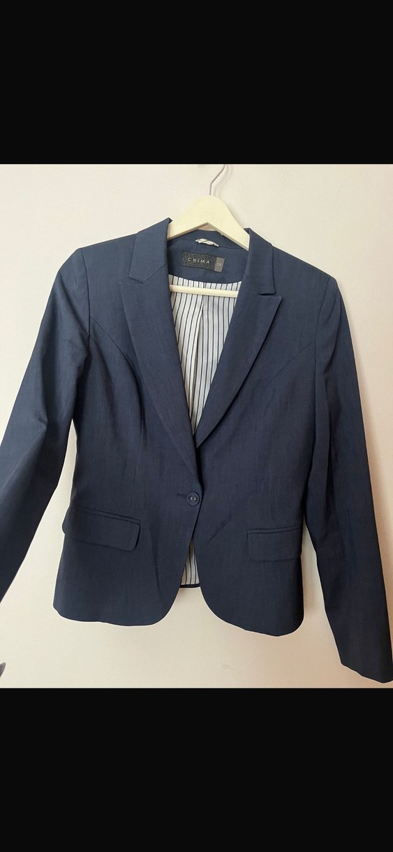 Lacivert Düğmeli Kadın Ofis Takım Elbise hiç giyilmedi - Görsel 3