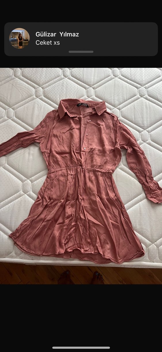 Pembe Uzun Kollu Midi  Elbise - Görsel 4