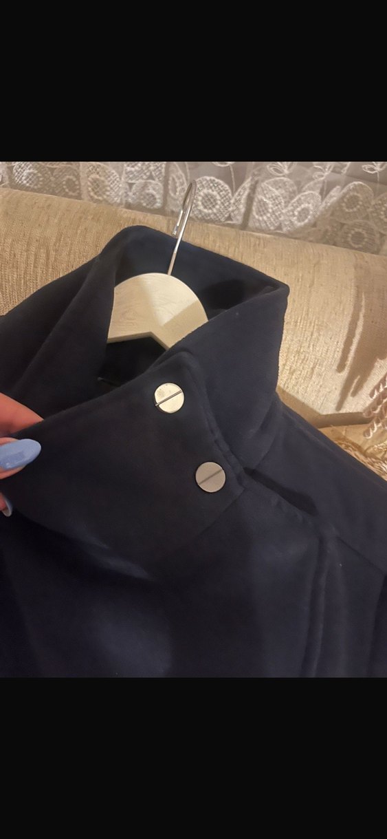 Düğmeli lacivert Midi Hamile Kaban - Görsel 2