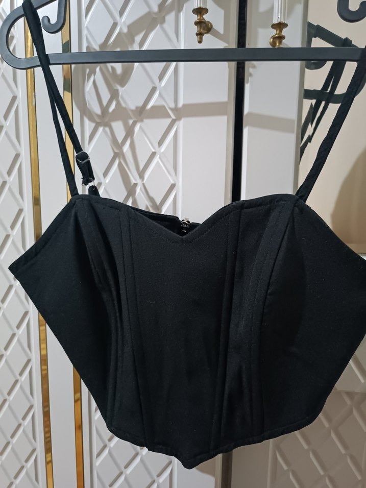 Siyah Straplez Gotik Mini Büstiyer - Görsel 2