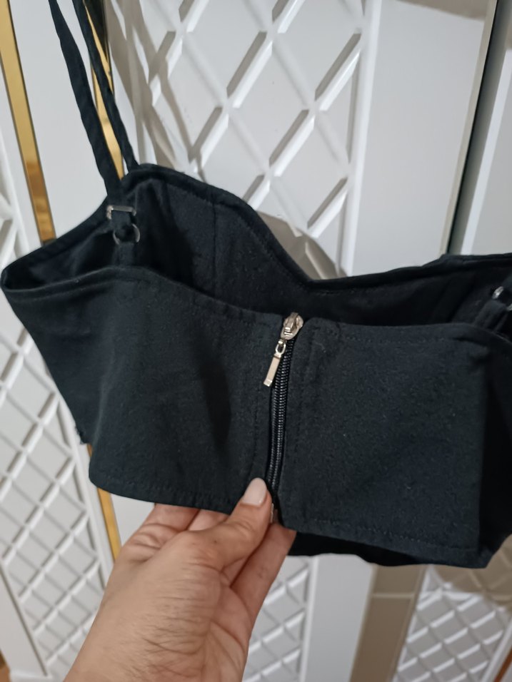 Siyah Straplez Gotik Mini Büstiyer - Görsel 4