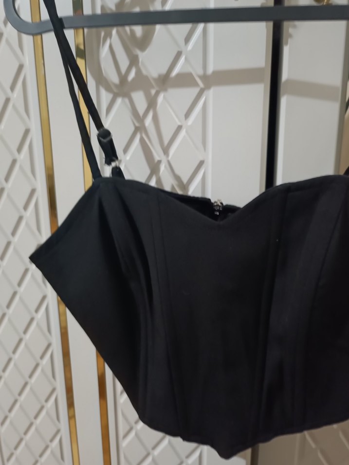 Siyah Straplez Gotik Mini Büstiyer - Görsel 3