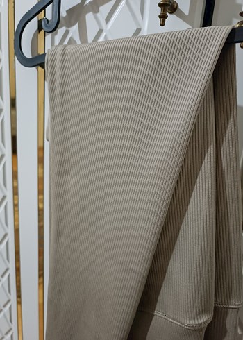 Bej Pilili Midi Kadın Kumaş Pantolon - Görsel 2