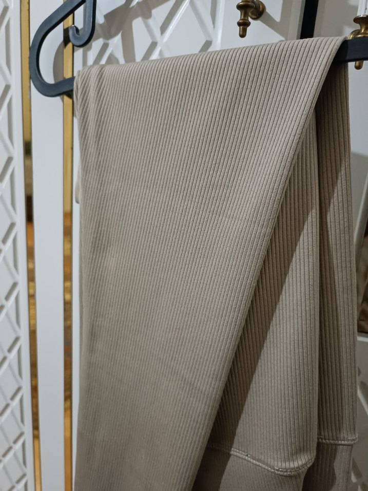 Bej Pilili Midi Kadın Kumaş Pantolon - Görsel 2