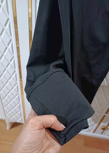 Kadın Siyah Pileli Midi Kumaş tayt - Görsel 3