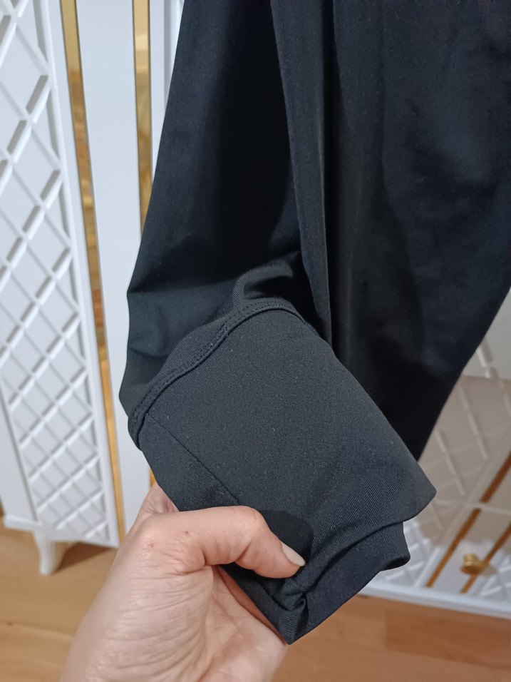 Kadın Siyah Pileli Midi Kumaş tayt - Görsel 2