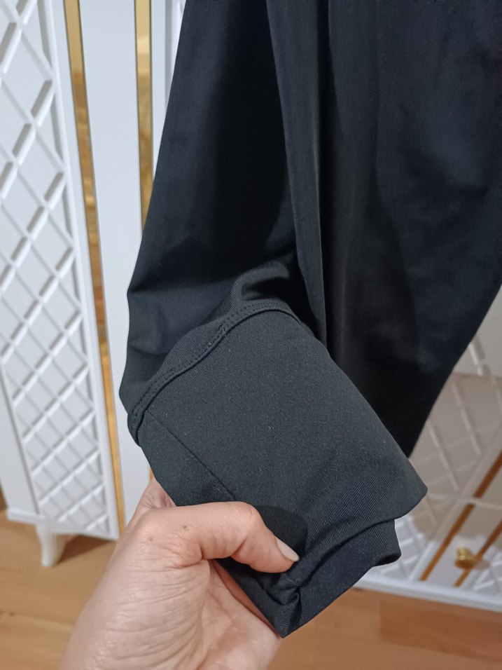 Kadın Siyah Pileli Midi Kumaş tayt - Görsel 3