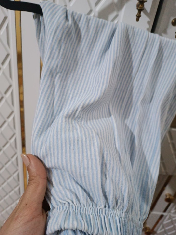 çizgi desenli bebe mavisi pijama altı - Görsel 2