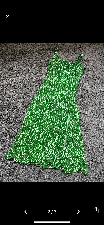 Diğer Yeşil çiçekli yırtmaçlı elbise