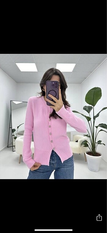 s Beden pembe Renk Zara inci düğmeli hırka triko