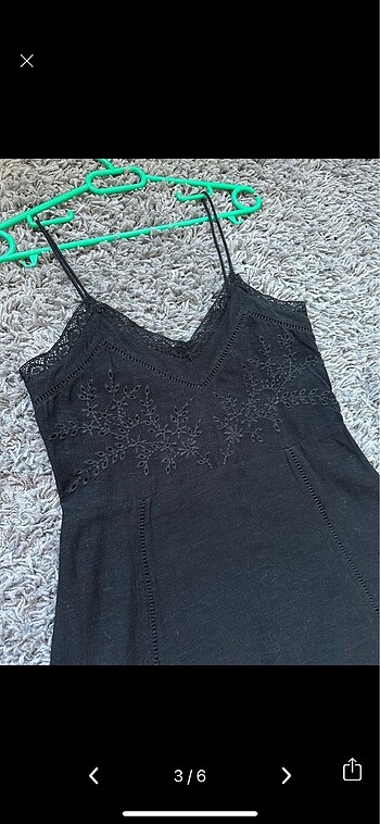 xs Beden Zara işlemeli keten mini elbise