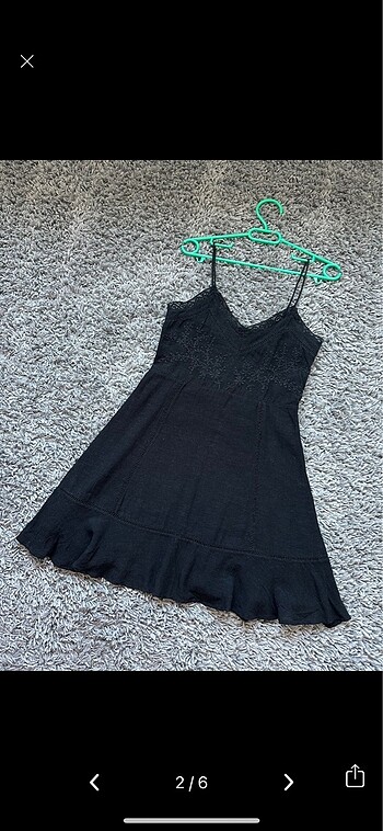 Zara Zara işlemeli keten mini elbise