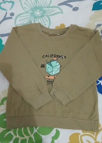 Bej Baskılı Erkek Çocuk Sweatshirt