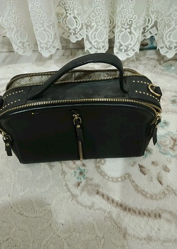 Fermuarlı Siyah Deri Kadın Çanta - Görsel 2