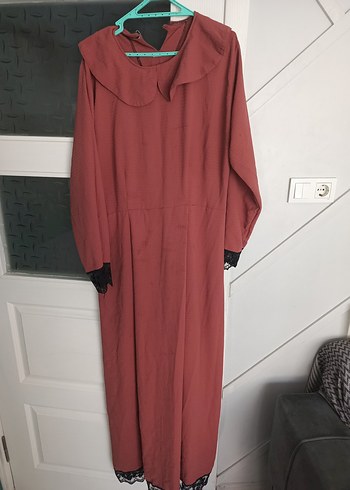 Bordo V Yaka Salaş Uzun Elbise - Görsel 2