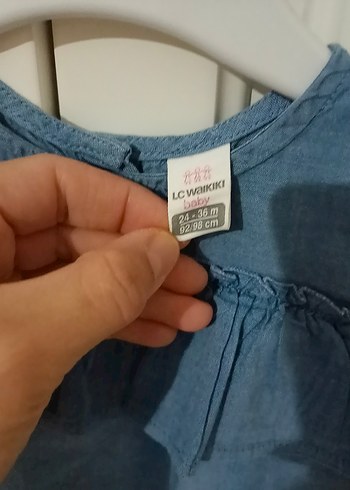 24-36 Ay Beden Kolsuz Fırfırlı Kot Kız Gömlek