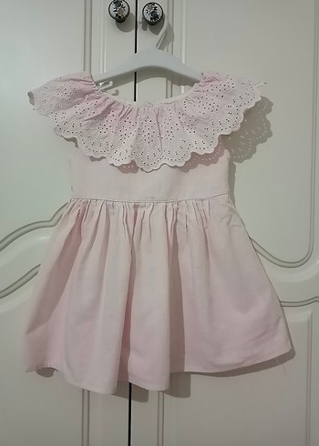 Pembe Nakışlı Kız Çocuk Elbise