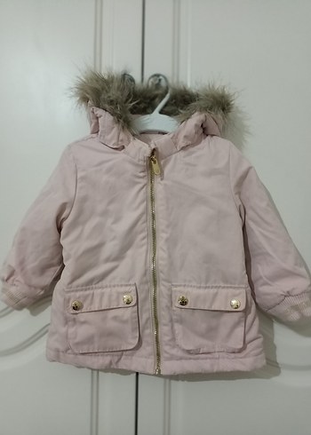 Kürklü Kapüşonlu Kız Çocuk Pembe Mont