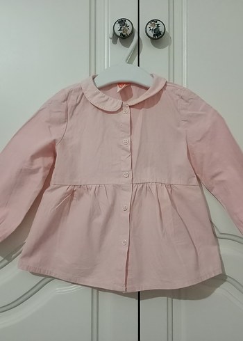 Kız Çocuk Düğmeli Pembe Keten Gömlek